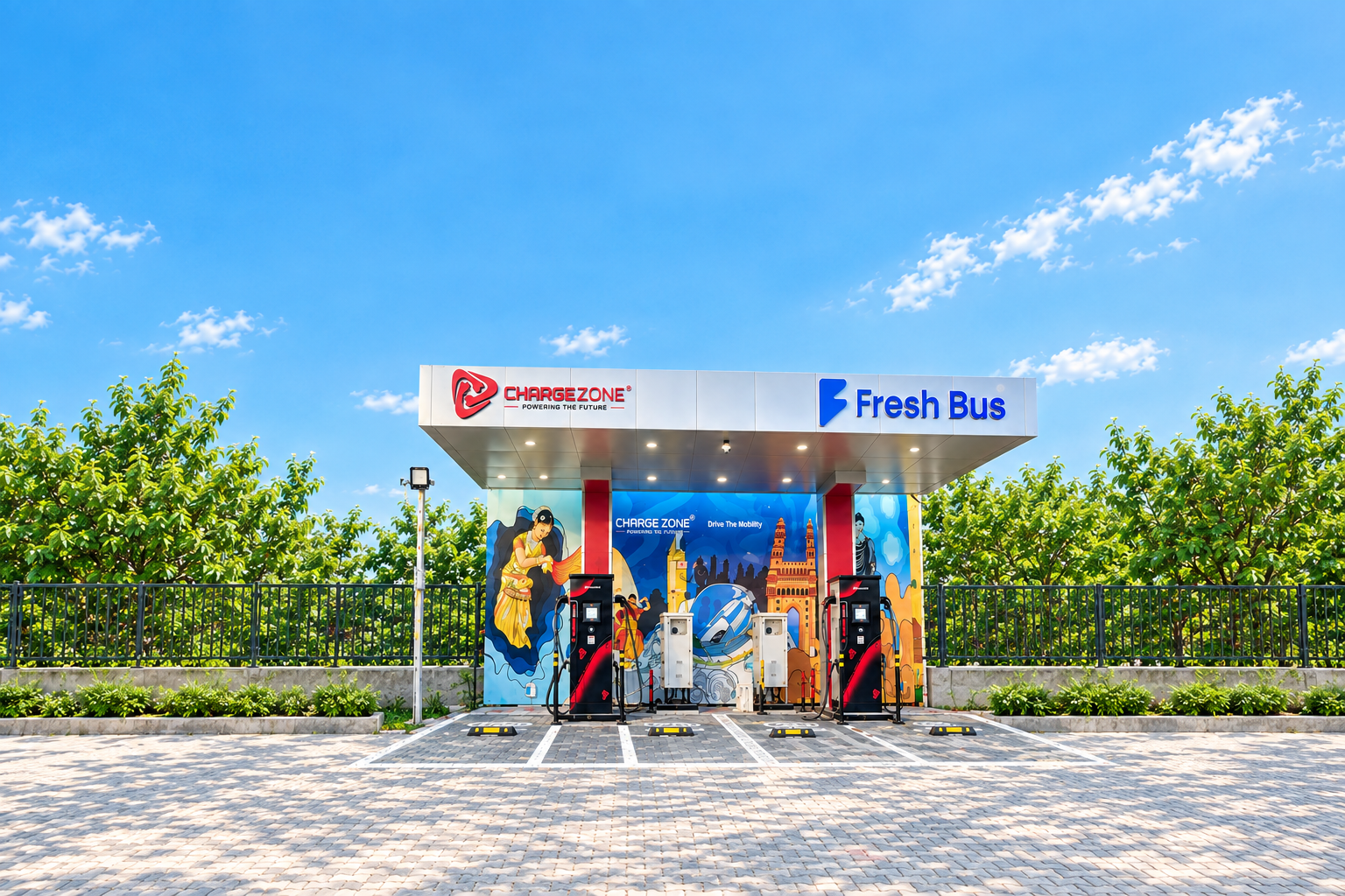 Amper Energy Electric Vehicle Charging Station Hub for Buses — ChargeZone project in Hyderabad